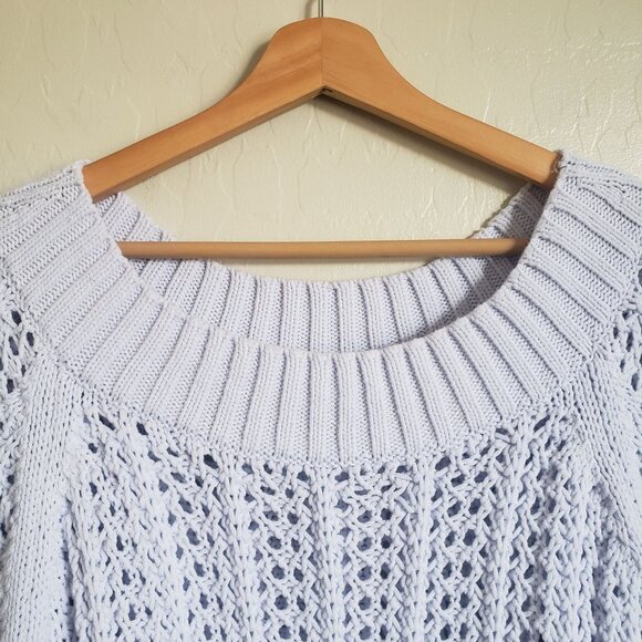 J.Crew Wide Neck Beach Sweater with Pointelle Stitch Light Blue Size Women's 2X - Picture 7 of 10
